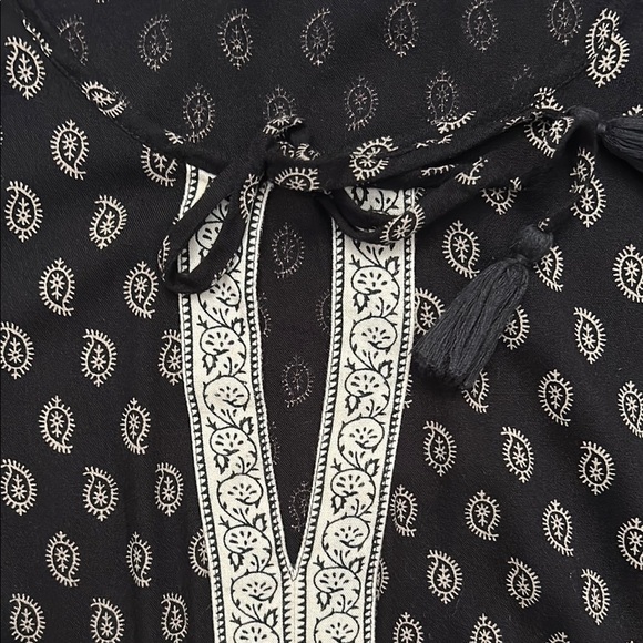 Patrons of Peace Midi Boho Tiered Black and White Paisley Sundress, Size Medium - Picture 6 of 16